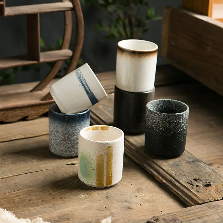 Matcha Tea Green Tea Latte Cappuccino Mug 140ml Handleless Porcelain Coffee Mug Pottery Chinese Tea Cup