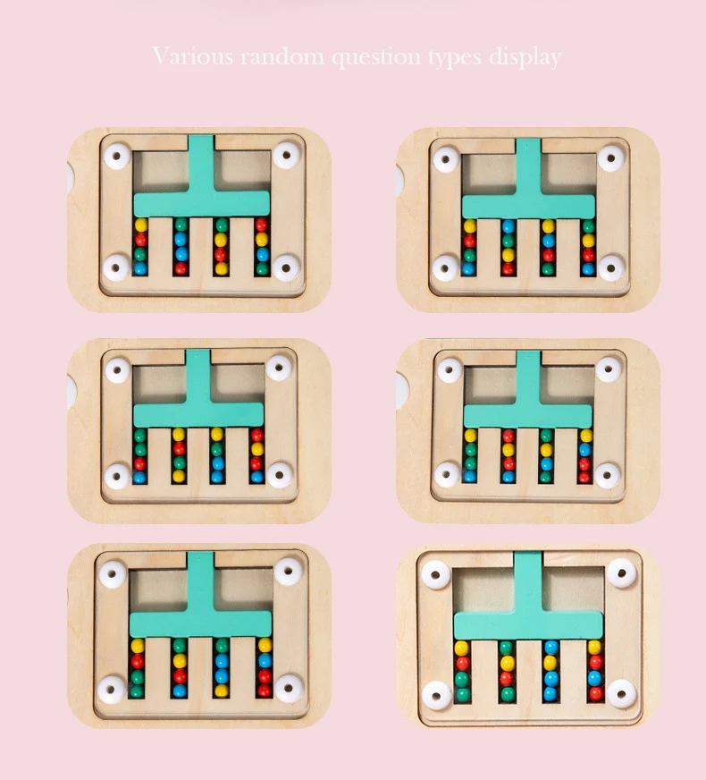 Montessori STEM Learning Toy Slide Puzzle Cinq couleurs assorties Casse-tête Jeu de logique Jouets éducatifs en bois préscolaires usine