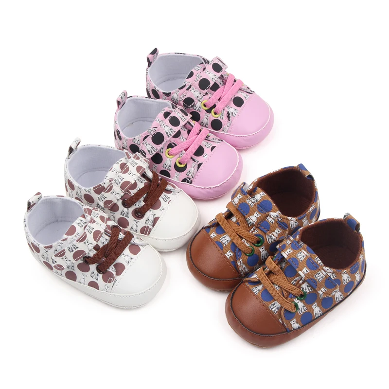 Spring and Autumn Animal Polka Dot Matching Soft Soled Baby Shoes for Girls and Boys factory