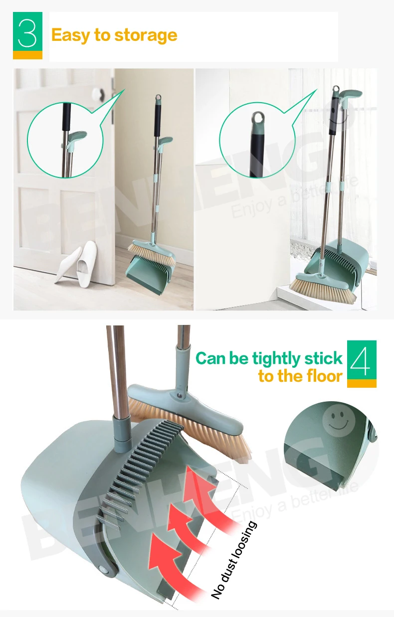 Factory Price 2025 Hot Sale Folding Broom and Dustpan Set Three-section Pole Broom Dustpan with PET Bristle, Household Items