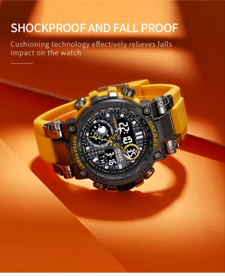 SMAEL 8093 Sport Watch Men Watches Waterproof 5Bar Dual Time Men's Watches Shock Resistant Alarm Clock montre homme