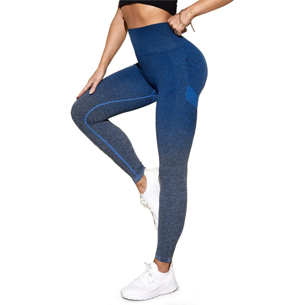 Wholesale Prices Gradient Elastic Fitness Running Scrunch Butt Lift Leggings Yoga Pants High Waist