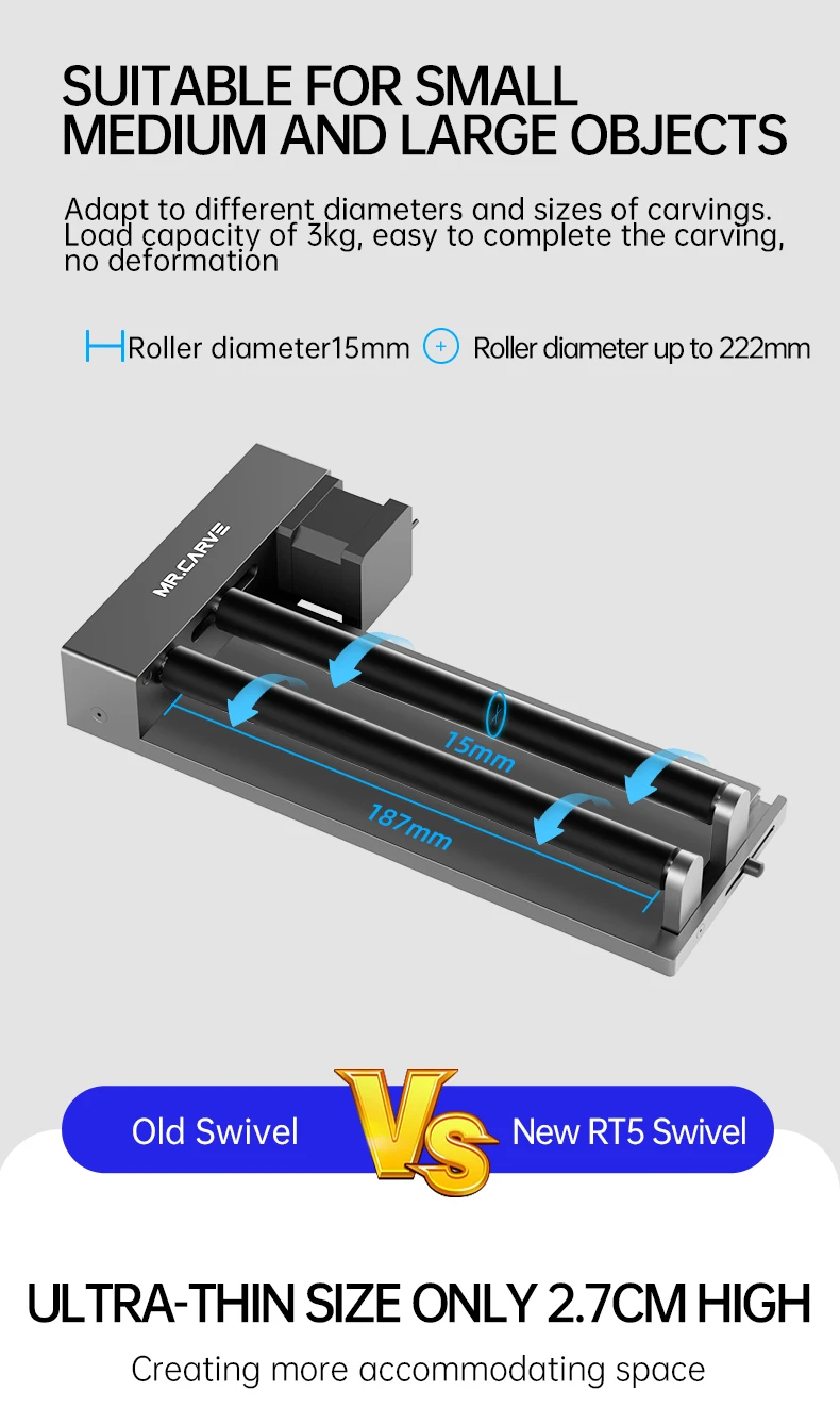 DAJA MR.CARVE RT5 Rotary Roller for DAJA Laser Engraving Machine D2/D3/D4/M1/M4/S4/A1 Rotating Shaft CNC Roller of Rotation