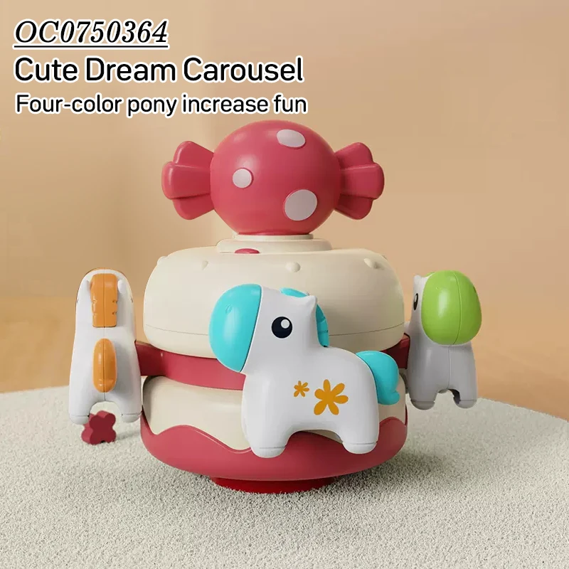 Wholesale cute wind up baby mobile rotating carousel horse music box toys