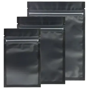 Resealable Matte Black Bolsas Plastico Zip Lock Jewelry Food Package Flat Pouches Ziplock Zipper Clear Front Plastic Mylar Bag