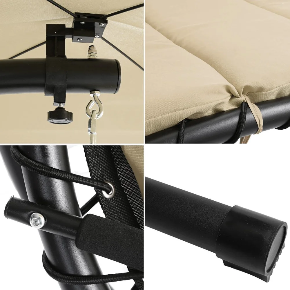 Modern Steel Outdoor Camping Chair Patio Garden Hanging Swing Chair Canopy Furniture with Cushions Foldable Design for Hotels supplier