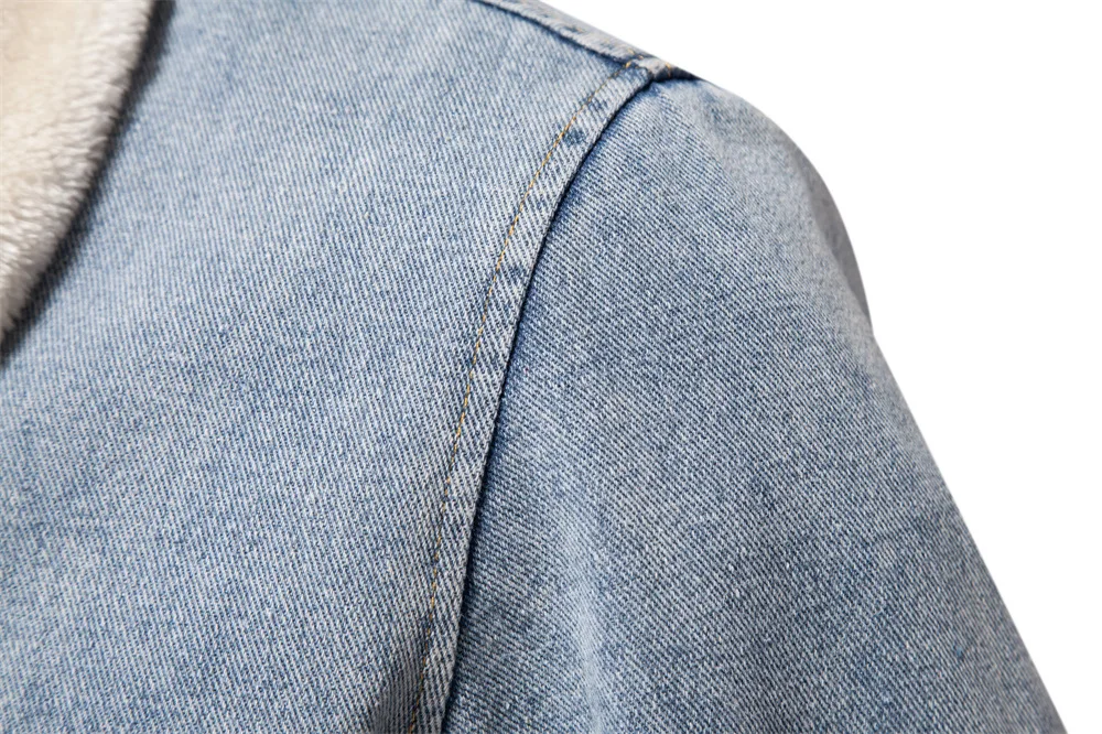 Autumn and Winter New Men's Windproof Fleece-lined Denim Jacket European Size Cross-border Casual Quality Washed Top supplier