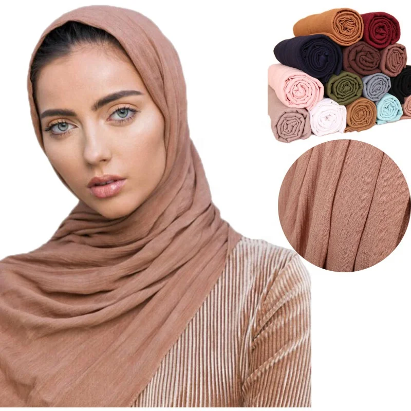 Double color solid Premium Viscose Crinkle Hijab Scarf Shawl New. 