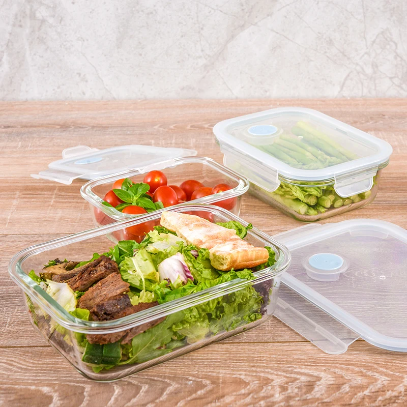 High borosilicate microwave glass fresh keeping bowl glass lunch box with cover bento box student kids lunch box glass bowl