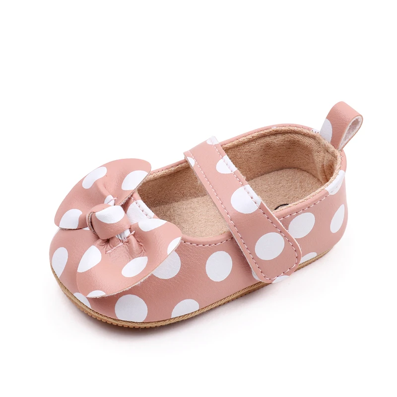 Spring & Summer Color Matching Polka Dot Bow Soft Soled Non-slip Baby Shoes for Girls factory