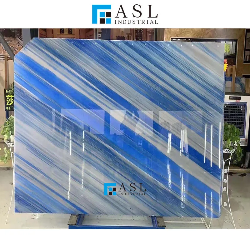 Luxury marble sodalite dark blue quartzite and illusion blue quartzite extreme ocean blue white blue vein floor tiles