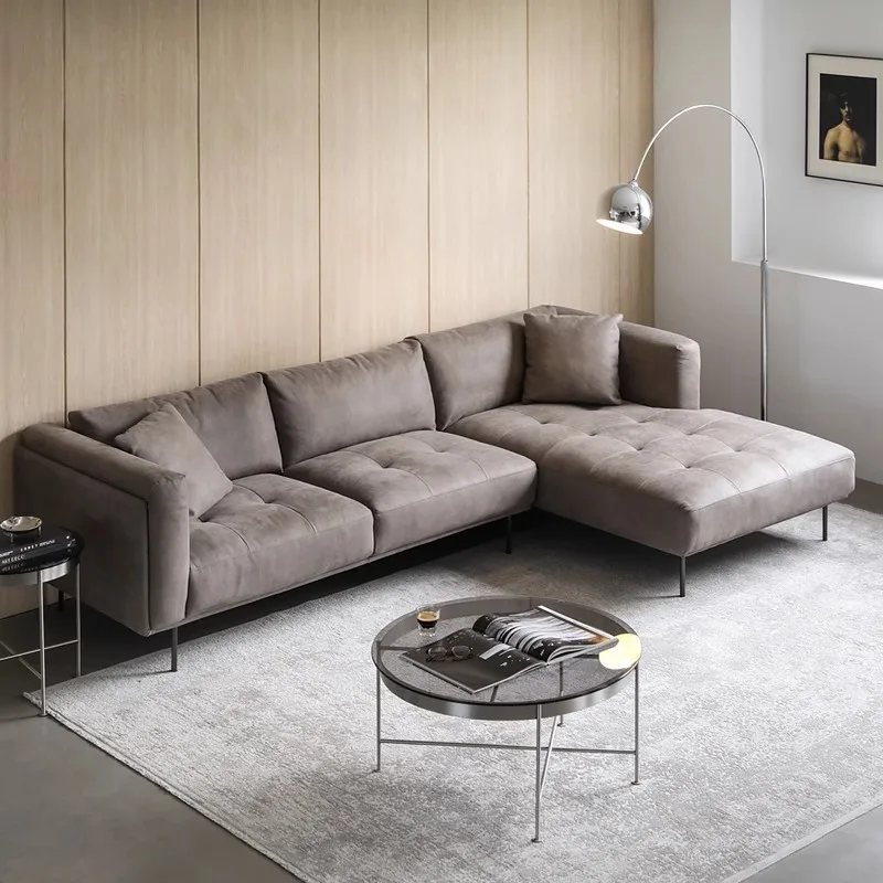 Italian Minimalist Fabric Sofa Modern Cream Style  living room sofa  set Straight Row Tofu Block Design for furniture sofa