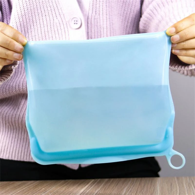product silicone food storage bag 1000ml foldable reusable fresh keeping leakproof freezer safe airtight eco friendly snack container-4