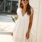 V Neck Elegent Fashion Cotton Dress Ruffle Sleeve A Line Empire Waist V Neck Boho Dresses