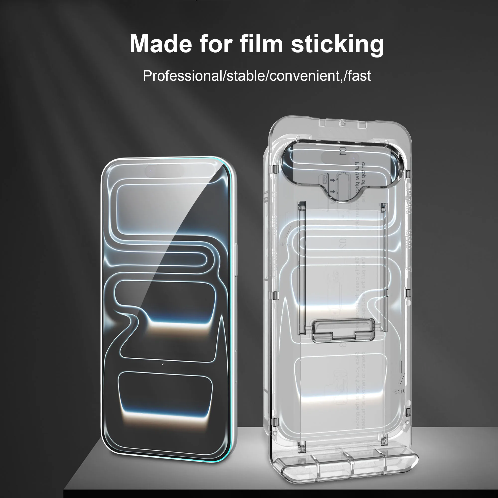 product laudtec kickstand tray for tempered glass holder with installation screen protector hd clarity iphone 17 air 16 pro max sjk1107-3