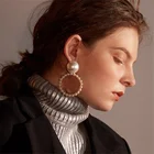 Hoop Pearl Earrings Fashion Jewelry White Round Hoop Stud Pearl Earrings For Women