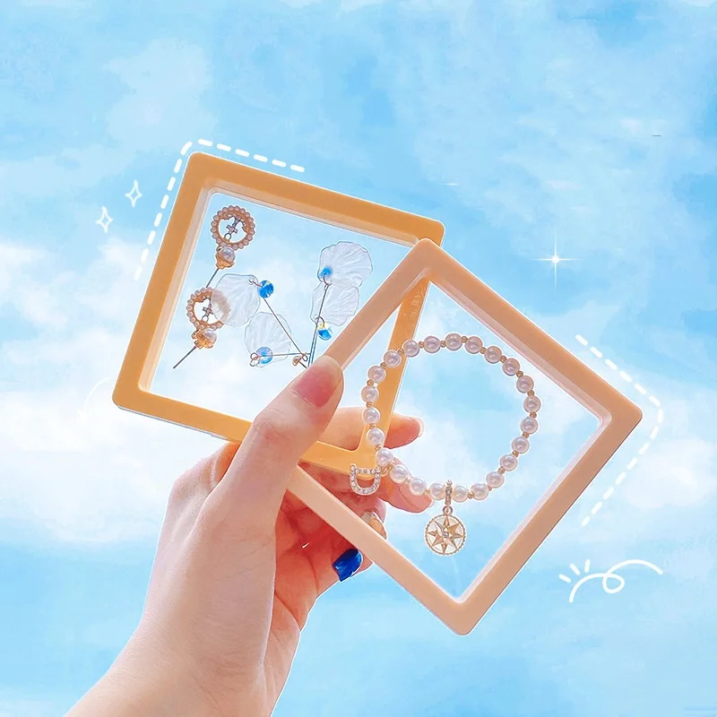 product a1 pe suspended film box jewelry box flip cover gem ring face bare stone box jewelry packaging diamond display-1