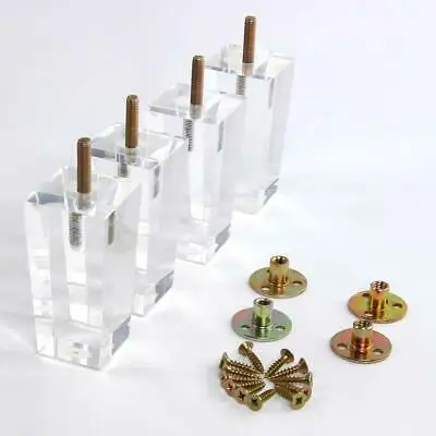 4pcs 4/6/8 inch Acrylic Furniture Legs Pyramid Clear Glass Replacement Sofa legs 