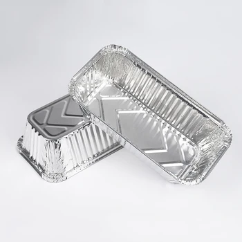 Laixin Disposable Rectangular Loaf Pan Aluminum Foil Tray Food Takeaway Container With Clear Lid