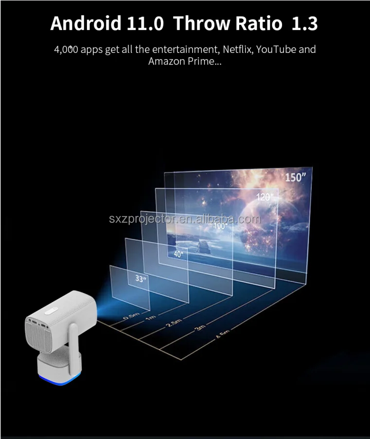 Most Popular Video Game Projector K2 Built-in Battery 1080P 4K Home LCD Android 11 System 5G WiFi 6 BT5.2 Movie Projector