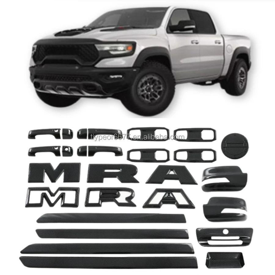 product tiypeor for dodge 2023 ram 1500 trx door cup protector door handle cover rear mirror cover gas tank cover exterior trims kit999-3