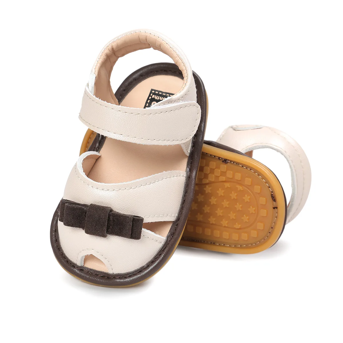 New style fashion PU leather Rubber sole outdoor barefoot Newborn baby girl sandals 2year