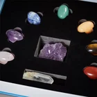 Healing Wedding Gift Souvenir Amethyst Tumbled Chakra Stone Set Packaging Box