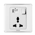 Socket Switch Hot Selling 2 USB Ports Socket Converter 13A Flat Pin Power Switch Socket With Neon