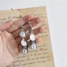 Earrings Vershal 925 Silver Post Minimalist Hoop Drop Distressed Coin Portrait Earrings For Women