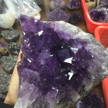 Natural crystals rough large teeth amethyst cluster specimen for home decor