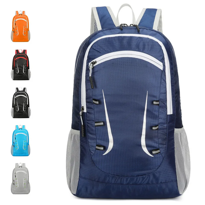 Wholesale custom logo nylon foldable backpack waterproof outdoor casual sport backpack in multiple colors