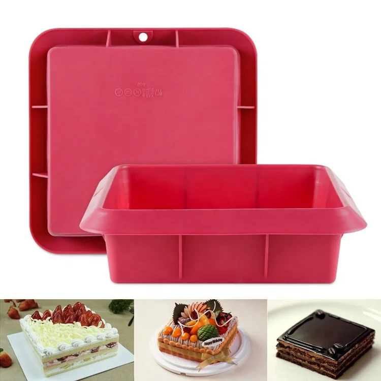 wholesale square silicone cake mold non stick anti slip 10 inch large size bread loaf baking dish pan silicone airfryer basket