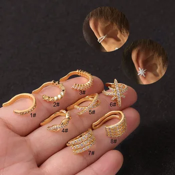 Korean version New Adjustable Gold Silver CZ Ear Cuff Zircon Non Piercing Ear Conch Tragus Helix Piercing Jewelry Earring