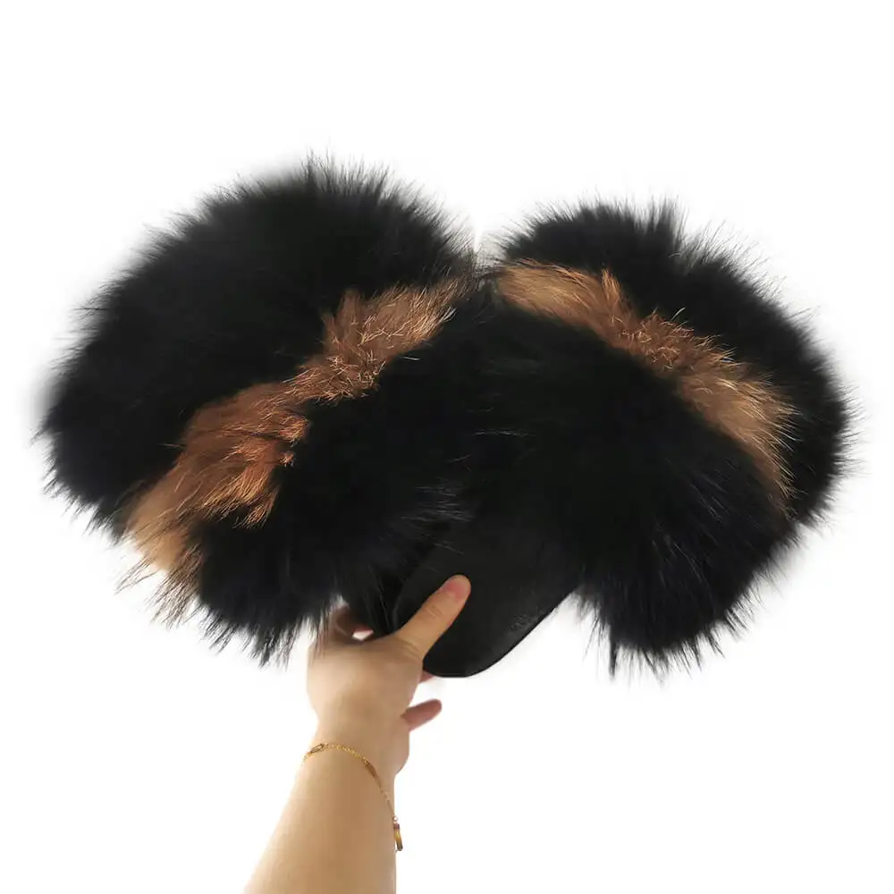 real racoon fur slides