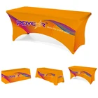 Polyester Table Cloths Spandex Table Cloth Custom Trade Show Sublimation Printed Logo Polyester Waterproof Fitted Stretch Spandex Table Cover Table Cloths