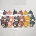 Girl Top Toddler Kids Baby Girl Bodysuit Romper Top Solid Pants With Hat Winter Warm Cotton Outfit Clothes Set