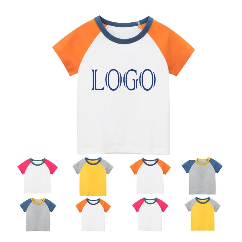 manufacturer Custom Baby Short Sleeve Raglan Cotton kids tshirt blank Crewneck Toddler Tops Ultra Soft kids Tee boys tshirt girl