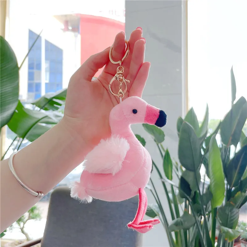Wholesale Hot sale Cute Soft Lovely Cartoon Animal Pendant Flamingo Doll Toys Car Ring Bag Accessories Plush Flamingo Keychains