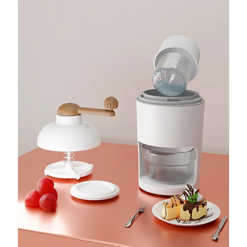 2024 New Design Plastic Manual Snow Cone Machine Ice Block Shaver Kitchen Mini Ice Crusher Manual Ice Cream Making Tool