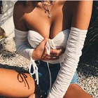Fit New Sexy Nightclub Leather Waist Slim Fit Women Tight Long Sleeve Solid Color Top