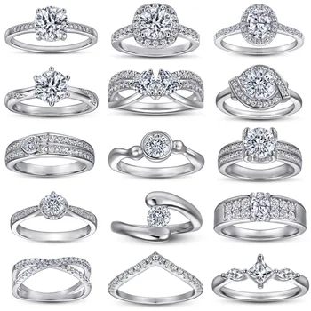 TL002 Wedding Ring Sets Women Jewelry Custom Ring Rhodium Plated Engagement Ring 925 Sterling Silver