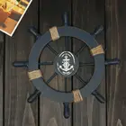 Ship Wood Beach Decor Nautical Beach Dark Blue Wooden Ship Wheel Wall Decor
