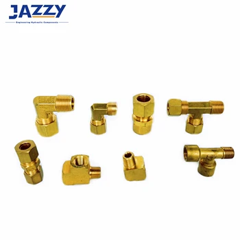 JAZZY Brass Compression Fittings Pipe Forging Compression Fittings Hydraulic Hose Water Brake Pipe Pipe Brass Fittings