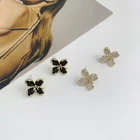 Gold Stud Earrings Vershal French Style Elegant Gold Plated Flower Diamond Stud Earrings For Women