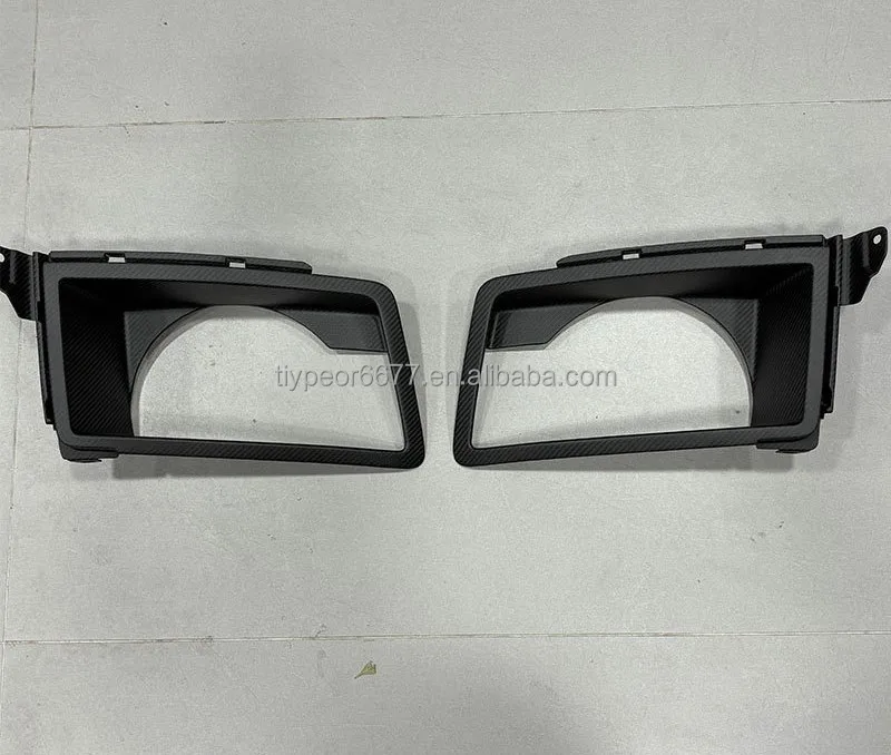 product tiypeor real dry carbon fiber front bumper body kits for land rover defender 2020 2025 auto headlamp frame spoiler side vents-8