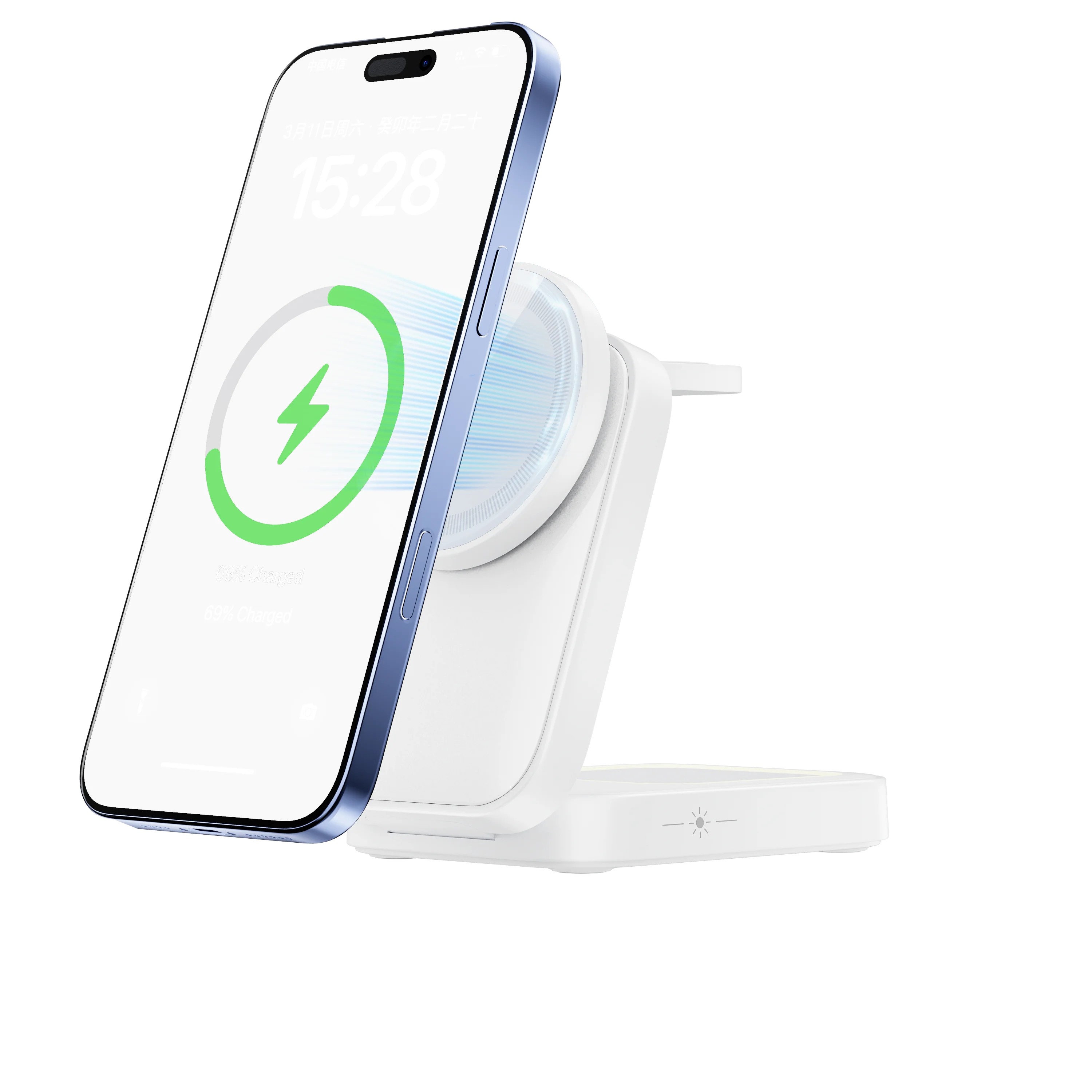 3 in 1 Foldable Charger 15W Wireless Charging Station for iPhone Watch AirPods with Type-C Port - EZRA HC338
