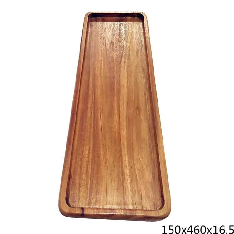 Customizable Various Sizes Rectangle Square Wooden Food Storage Tray Acacia Wood Tray Plate Bamboo Food Serving Tray for Kitchen