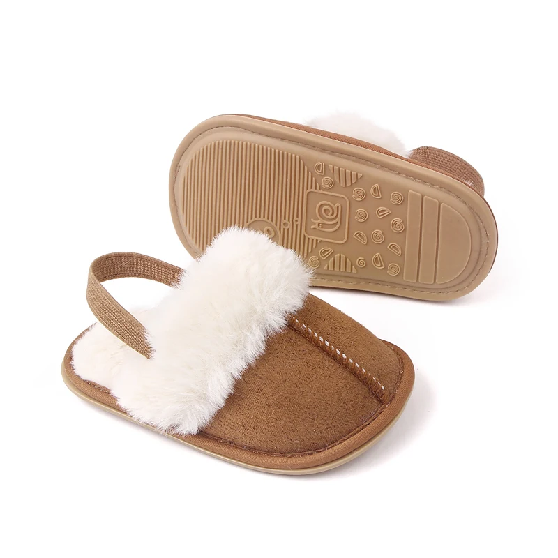 High Quality Add Plush Warm Baby Toddler slippers Anti-slip TPR Outsole details