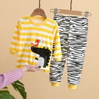 Factory low price wholesale Autumn 100% cotton 2pcs long sleeve baby clothes sets baby pajamas pure cotton cartoon print