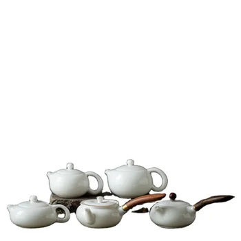 Ceramic Teapot Single Teapot Household Reception Teakettle With Filter White Jade Kung Fu Tea Set White Porcelain Xi Shi Pot